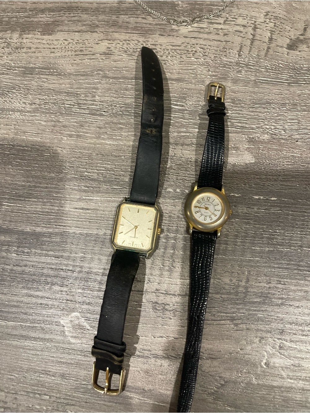 Classic Authentic Antiques- Gold/ Black Leather Men/Ladies Watches
